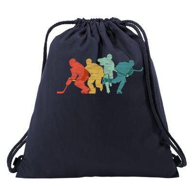 Vintage Ice Hockey Player Gift Retro Hockey Team Gift Drawstring Bag