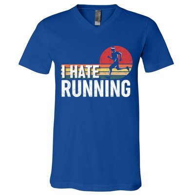 Vintage I Hate Running Funny FatherS Day Marathon Runner Gift V-Neck T-Shirt