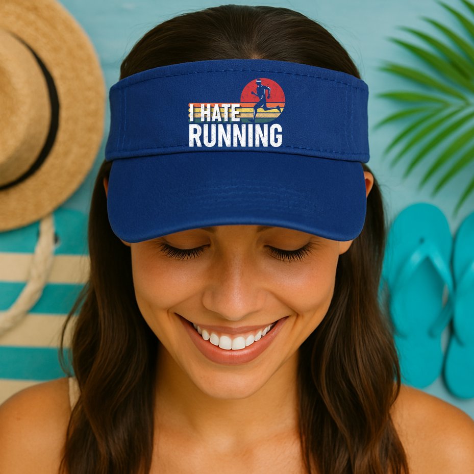 Vintage I Hate Running Funny FatherS Day Marathon Runner Gift Visor