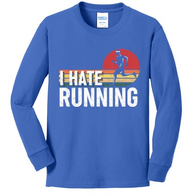 Vintage I Hate Running Funny FatherS Day Marathon Runner Gift Kids Long Sleeve Shirt