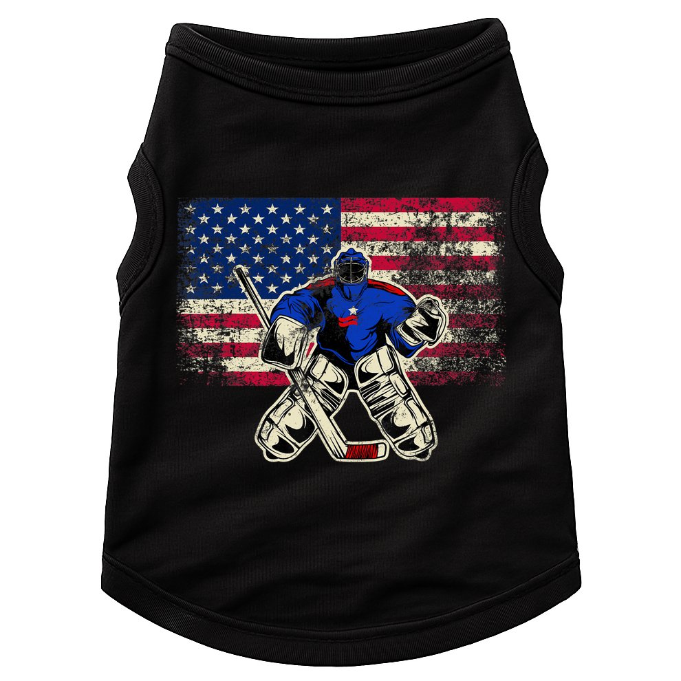 Vintage Ice Hockey Goalie USA Flag Gift For Goalie Doggie Tank