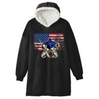 Vintage Ice Hockey Goalie USA Flag Gift For Goalie Hooded Wearable Blanket