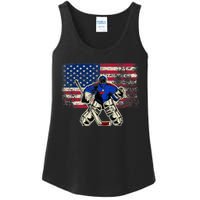 Vintage Ice Hockey Goalie USA Flag Gift For Goalie Ladies Essential Tank