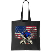 Vintage Ice Hockey Goalie USA Flag Gift For Goalie Tote Bag