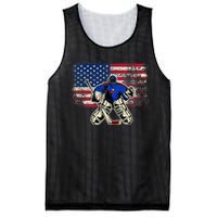 Vintage Ice Hockey Goalie USA Flag Gift For Goalie Mesh Reversible Basketball Jersey Tank