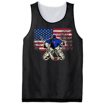 Vintage Ice Hockey Goalie USA Flag Gift For Goalie Mesh Reversible Basketball Jersey Tank