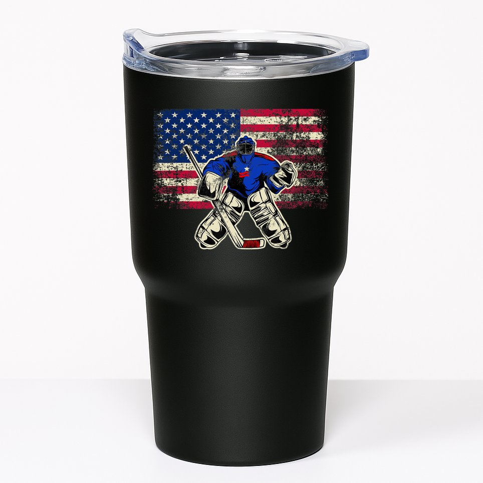 Vintage Ice Hockey Goalie USA Flag Gift For Goalie Tumbler