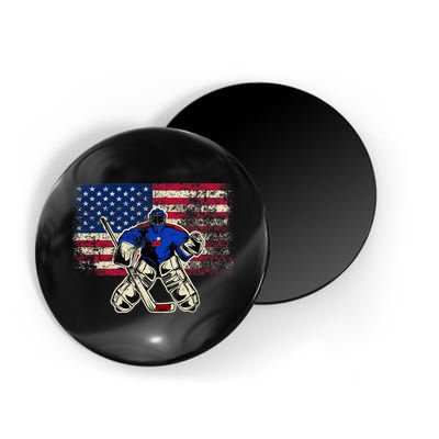 Vintage Ice Hockey Goalie USA Flag Gift For Goalie Magnet