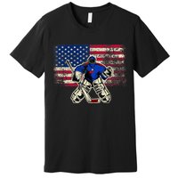 Vintage Ice Hockey Goalie USA Flag Gift For Goalie Premium T-Shirt