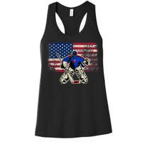 Vintage Ice Hockey Goalie USA Flag Gift For Goalie Women's Racerback Tank