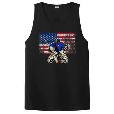 Vintage Ice Hockey Goalie USA Flag Gift For Goalie PosiCharge Competitor Tank