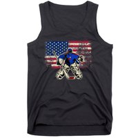 Vintage Ice Hockey Goalie USA Flag Gift For Goalie Tank Top