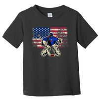 Vintage Ice Hockey Goalie USA Flag Gift For Goalie Toddler T-Shirt