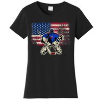 Vintage Ice Hockey Goalie USA Flag Gift For Goalie Women's T-Shirt