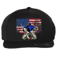 Vintage Ice Hockey Goalie USA Flag Gift For Goalie Wool Snapback Cap