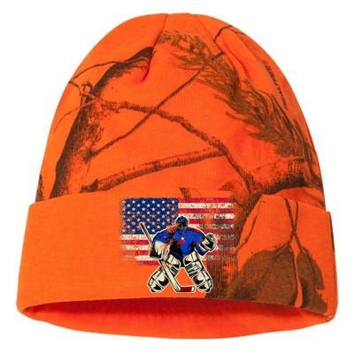 Vintage Ice Hockey Goalie USA Flag Gift For Goalie Kati Licensed 12" Camo Beanie