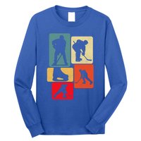 Vintage Ice Hockey Silhouette Players Retro Style Design Meaningful Gift Long Sleeve Shirt