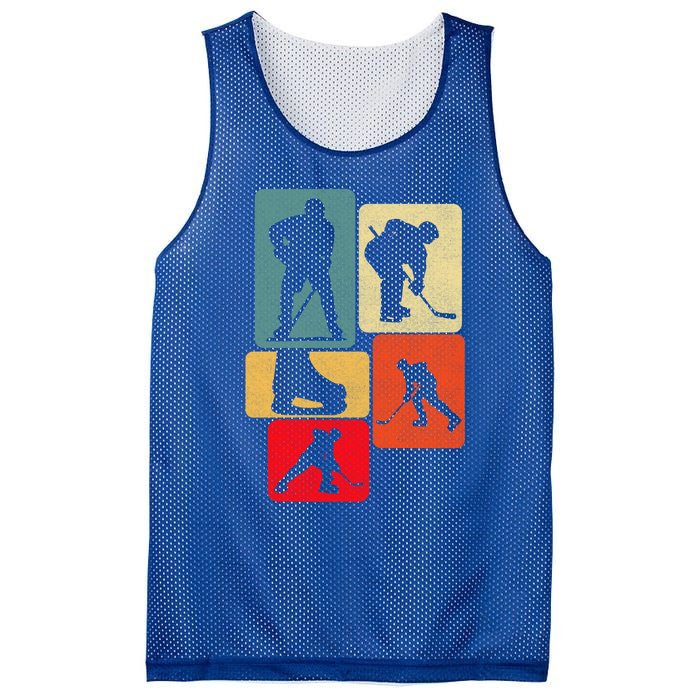 Vintage Ice Hockey Silhouette Players Retro Style Design Meaningful Gift Mesh Reversible Basketball Jersey Tank