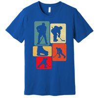 Vintage Ice Hockey Silhouette Players Retro Style Design Meaningful Gift Premium T-Shirt