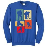 Vintage Ice Hockey Silhouette Players Retro Style Design Meaningful Gift Tall Sweatshirt