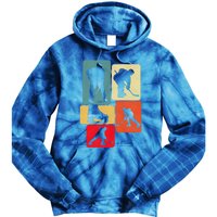 Vintage Ice Hockey Silhouette Players Retro Style Design Meaningful Gift Tie Dye Hoodie