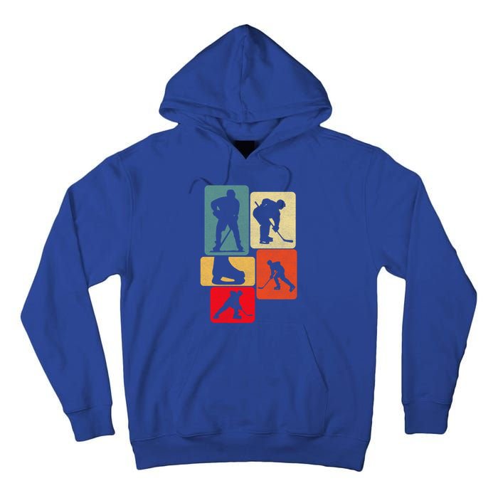 Vintage Ice Hockey Silhouette Players Retro Style Design Meaningful Gift Tall Hoodie