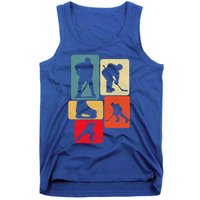 Vintage Ice Hockey Silhouette Players Retro Style Design Meaningful Gift Tank Top