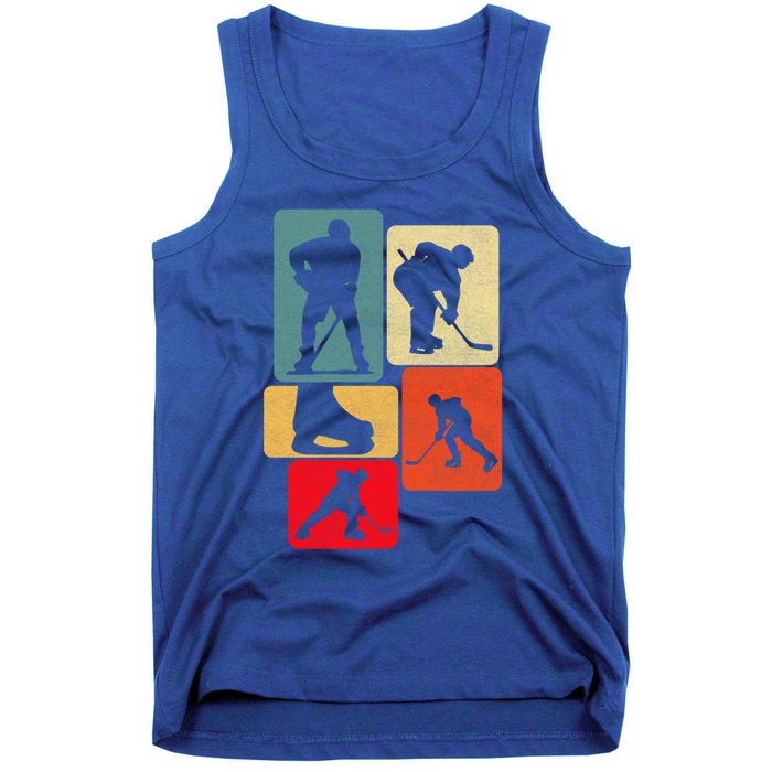 Vintage Ice Hockey Silhouette Players Retro Style Design Meaningful Gift Tank Top