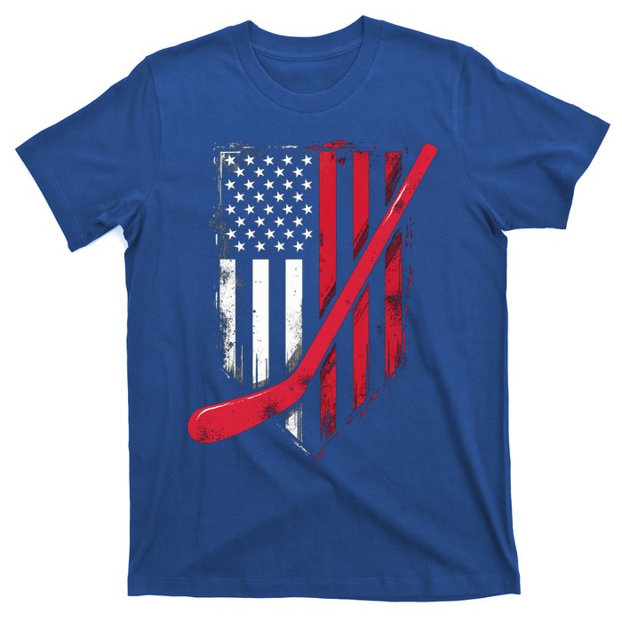 Vintage Ice Hockey American Flag Gift T-Shirt