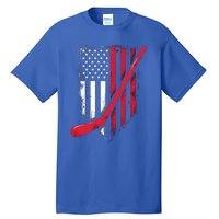 Vintage Ice Hockey American Flag Gift Tall T-Shirt