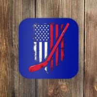 Vintage Ice Hockey American Flag Gift Coaster