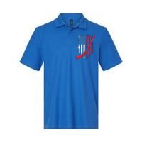 Vintage Ice Hockey American Flag Gift Softstyle Adult Sport Polo