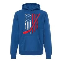 Vintage Ice Hockey American Flag Gift Premium Hoodie