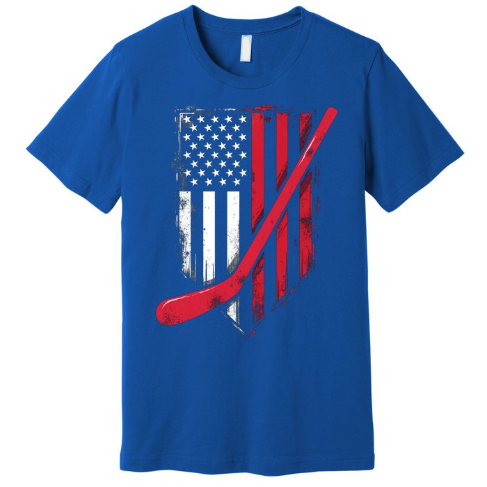 Vintage Ice Hockey American Flag Gift Premium T-Shirt