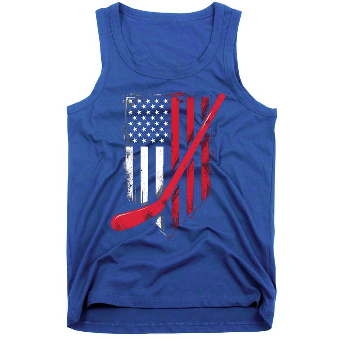 Vintage Ice Hockey American Flag Gift Tank Top