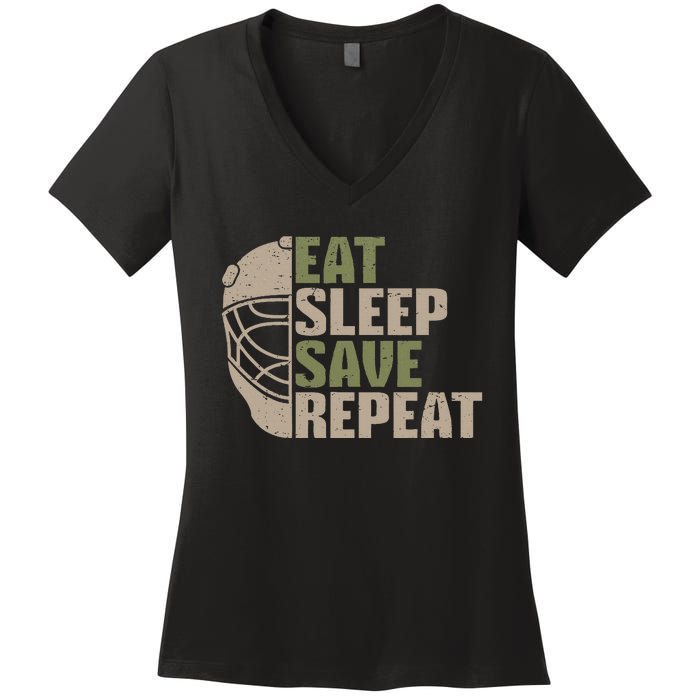 Vintage Ice Hockey Goalie Women's V-Neck T-Shirt