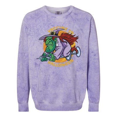 Vaccine In Halloween Witch Colorblast Crewneck Sweatshirt