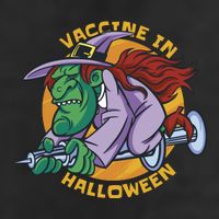 Vaccine In Halloween Witch 7 Panel Mesh Trucker Snapback Hat