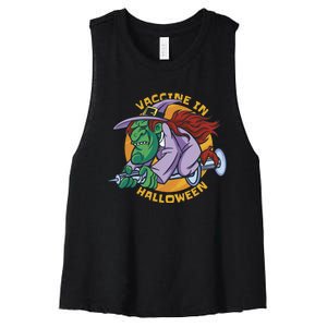 Vaccine In Halloween Witch Women's Racerback Cropped Tank