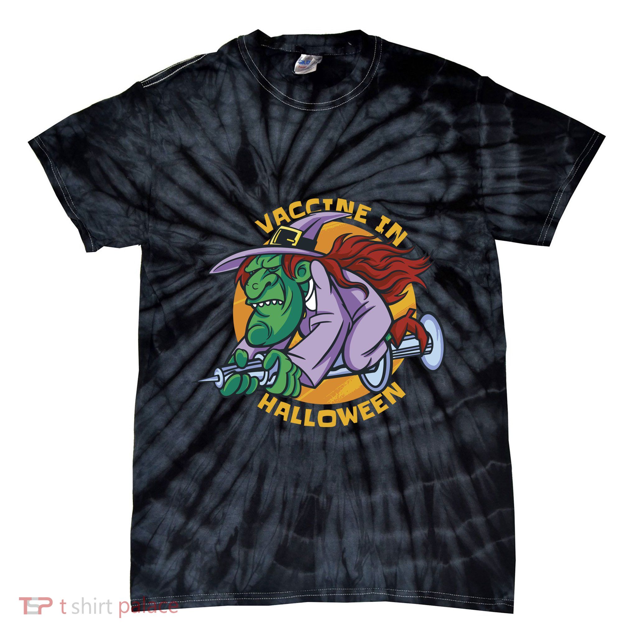Vaccine In Halloween Witch Tie-Dye T-Shirt