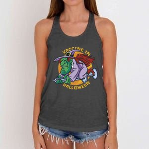 Vaccine In Halloween Witch Women's Knotted Racerback Tank