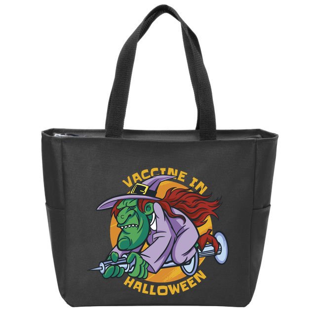 Vaccine In Halloween Witch Zip Tote Bag