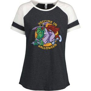 Vaccine In Halloween Witch Enza Ladies Jersey Colorblock Tee