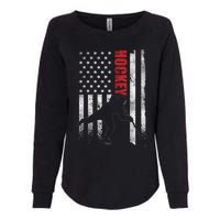 Vintage Ice Hockey American Flag Ice Hockey Player 4th July Womens California Wash Sweatshirt