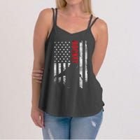 Vintage Ice Hockey American Flag Ice Hockey Player 4th July Women's Strappy Tank