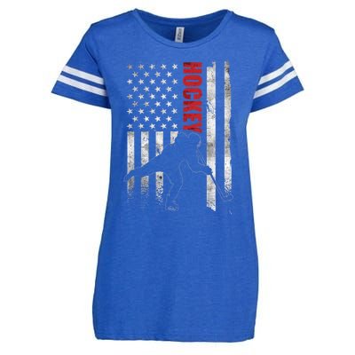 Vintage Ice Hockey American Flag Ice Hockey Player 4th July Enza Ladies Jersey Football T-Shirt