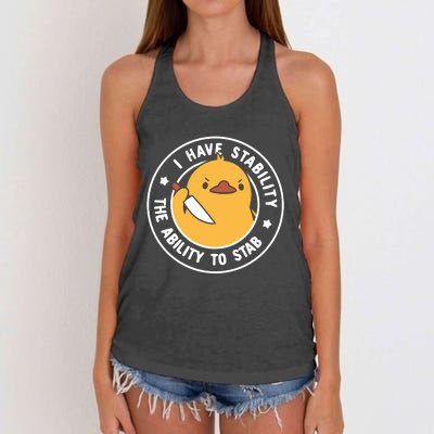 Vintage I Have Stability The Ability To Stab Women's Knotted Racerback Tank