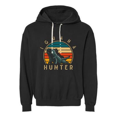 Vintage Iguana Hunter Funny Reptile Lover Garment-Dyed Fleece Hoodie