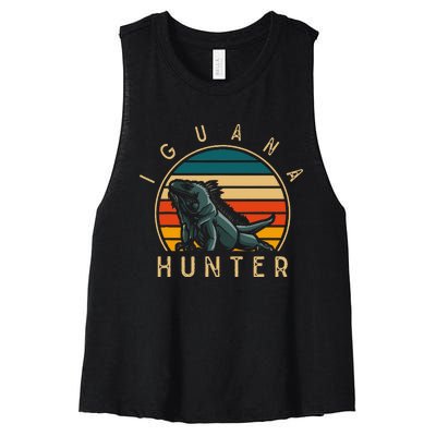 Vintage Iguana Hunter Funny Reptile Lover Women's Racerback Cropped Tank