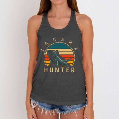 Vintage Iguana Hunter Funny Reptile Lover Women's Knotted Racerback Tank